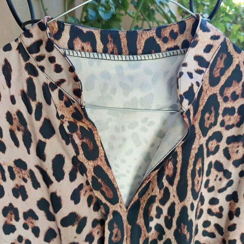 Leopard shirt without buttons with Mao collar size S/M new