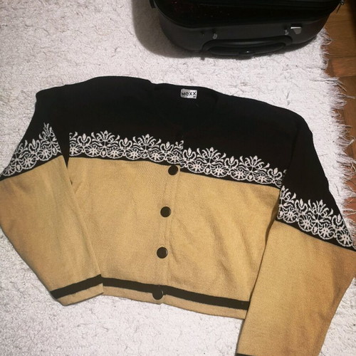 Vintage Mexx cardigan M, like new, black and beige/gold