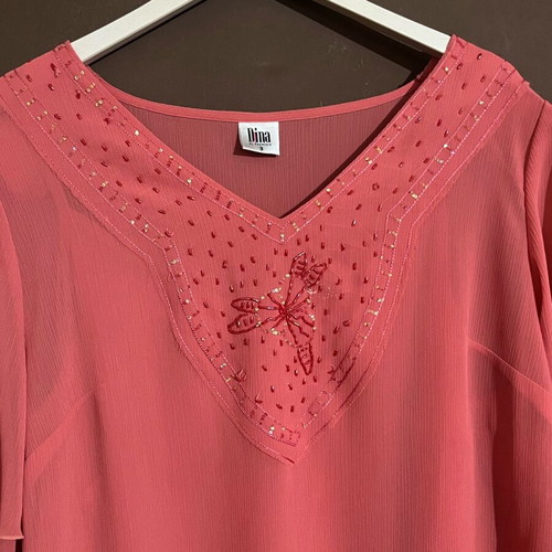 Muslin blouse and coral top set XL Dina like new