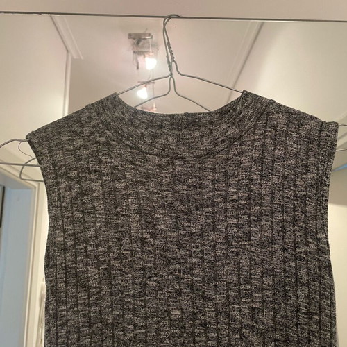 Anel dress gray melange sleeveless rib knit with metal belt new