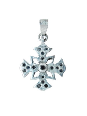 Handmade silver cross small 925 motif new with gray zircon