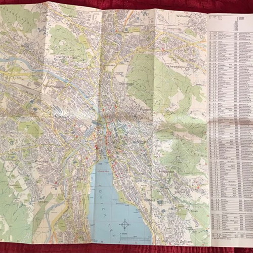 Zurich vintage foldable map 1974 like new