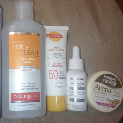 Face and body care set new, 4 products including lotion and serum