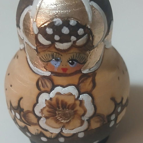 Handmade Wooden Russian Matryoshka Doll Set of 5 with Gold Details