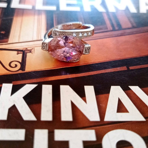 Galerie Tsangarakis silver 925 ring plated with pink zircon and white sapphires new