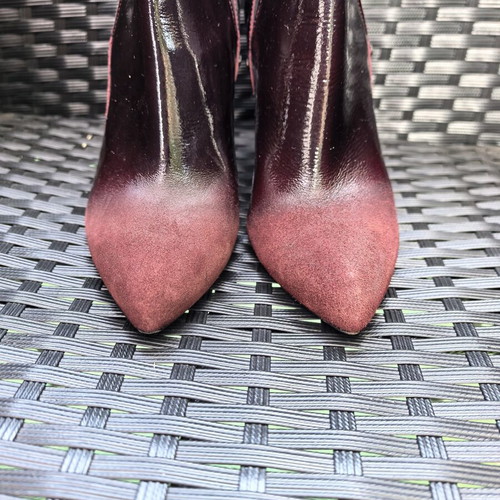 Alexander McQueen high heel boots used, red patent leather and suede, size 39