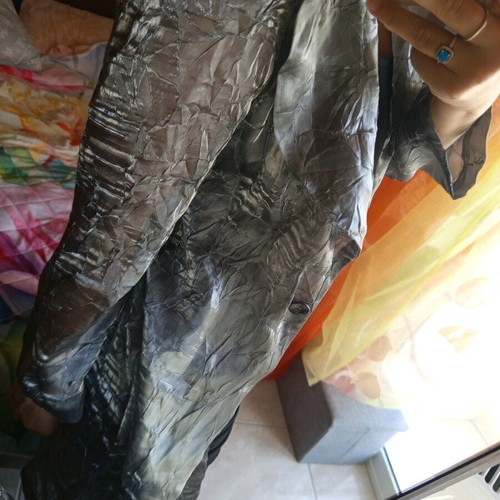 Long jacket size L like new, gray silver organza