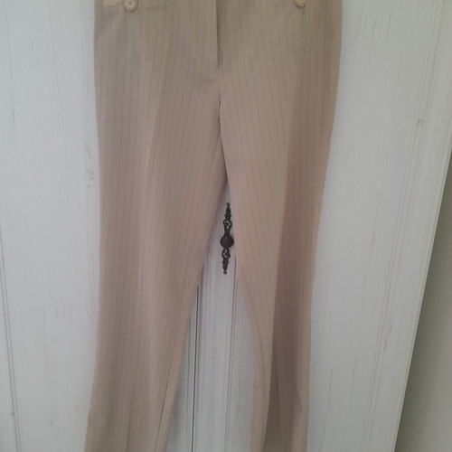 Fabric pants like new, straight cut, beige and blue, size S