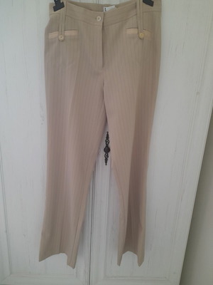 Fabric pants like new, straight cut, beige and blue, size S