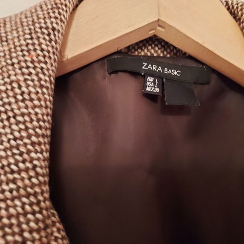 Zara coat like new, brown/white herringbone, size L