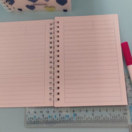 Freedom Hearts Spiral Notebook new, blue cover, 3 subjects 96 sheets