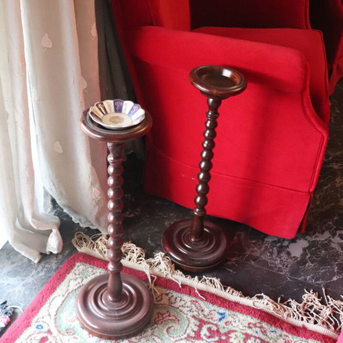 Vintage set of 2 wooden floor decoration bases like new