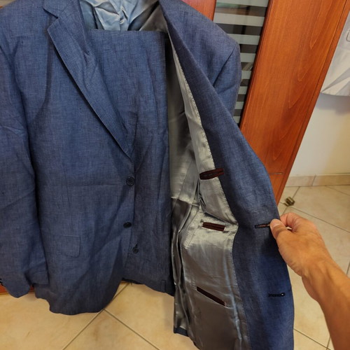 Linen suit set Reporter no 54 like new, blue jacket and trousers