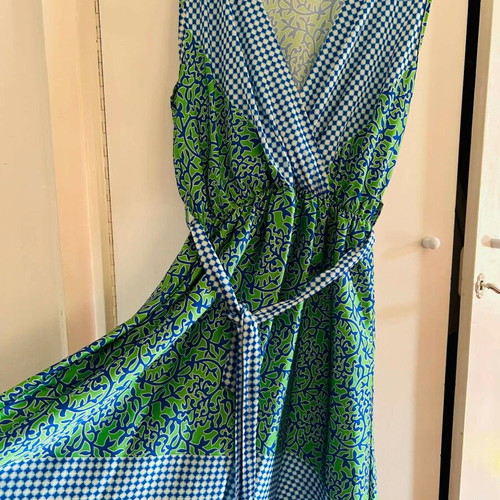 Dress from Italy like new, blue and green, gift earrings included