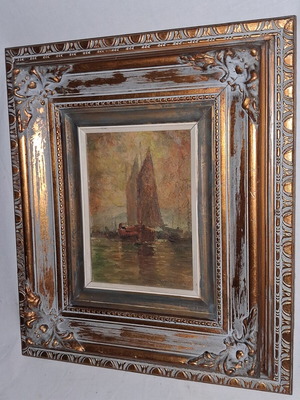 Charalampos Palaiologos Seascape Oil Painting on Wood like new