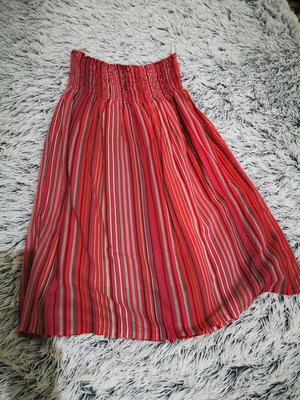 Striped summer dress used, pink and orange, size M