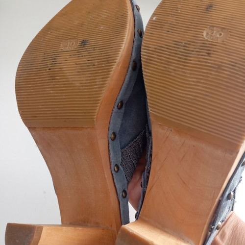 Blue leather mules, size 40