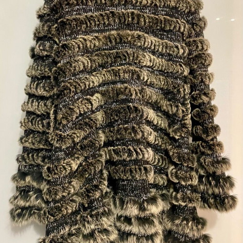Lapin fur jacket like new, black and beige