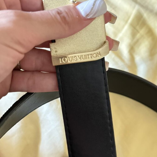 Leather belt new, black, with branded buckle