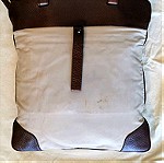  Burburry authentic brown/beige leather canvas tote bag