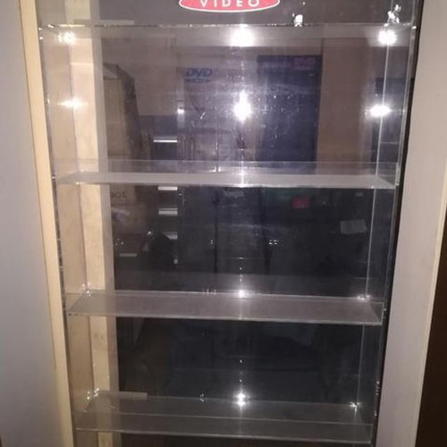 Plexiglass Stand used, transparent shelving unit 2m height