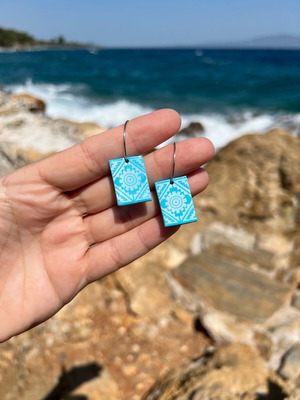 Handmade earrings from polymer clay and steel new