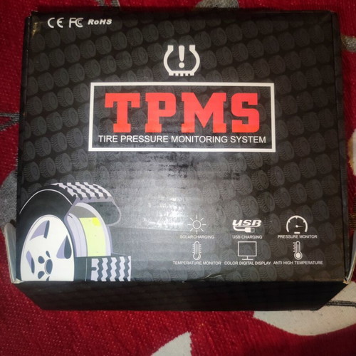 TPMS tire pressure and temperature monitoring system kit, solar USB