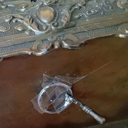 French Louis IE style jewelry box used, gold color