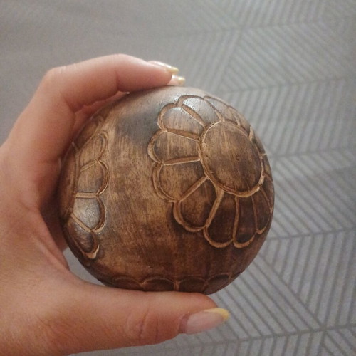 Wooden decorative balls, carved, 31 cm diameter