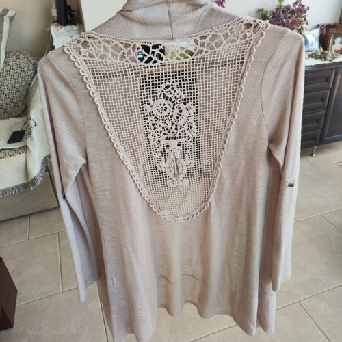 Crochet cardigan beige used, cotton with elastane, one size