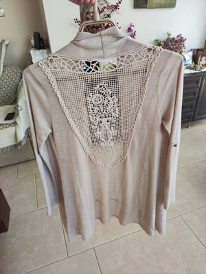 Crochet cardigan beige used, cotton with elastane, one size