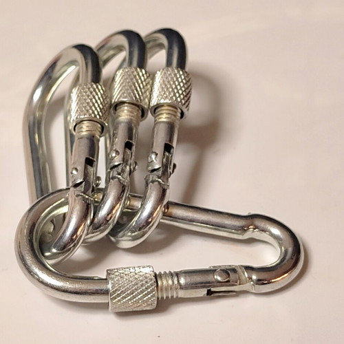 Carabiner set of 4 with screw locking mechanism, new