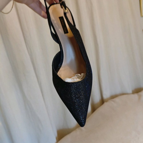 Black glitter sling-back heels size 41 like new
