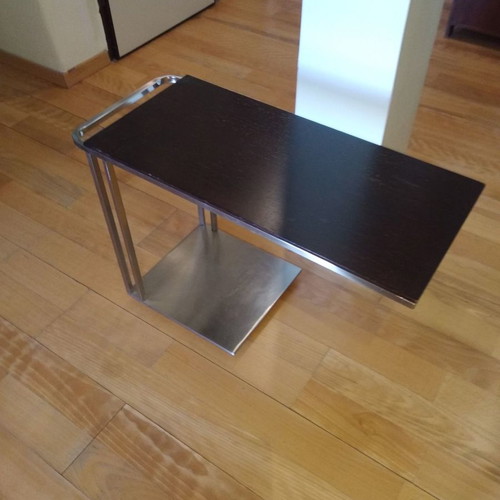 Tavolino 5 side table used, stainless steel and Wenge wood