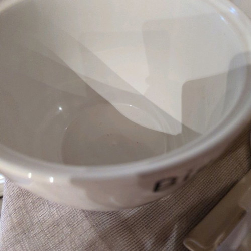 Ceramic biscuit jar set used with spoon and bottle