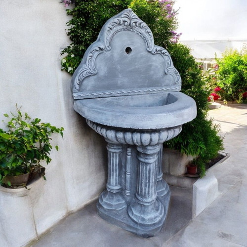 Concrete outdoor wall fountain Hana in gray and white, new