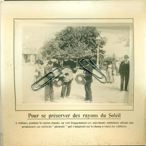 Authentic used photo from Athens 1890s, summer hat seller