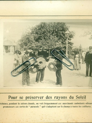 Authentic used photo from Athens 1890s, summer hat seller