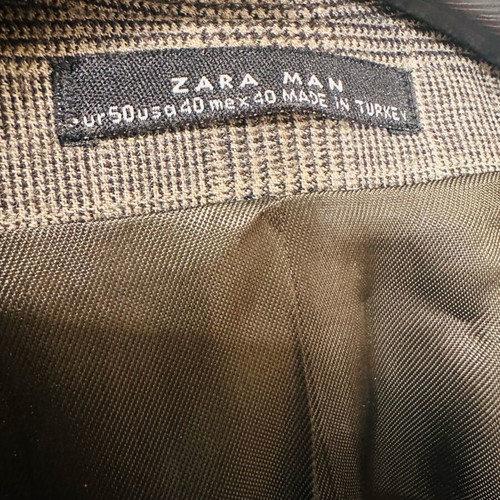 Zara Man Slim Fit Glen Plaid checked jacket like new, beige