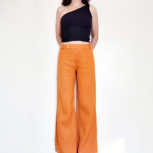 Vintage linen pants XS, like new, orange