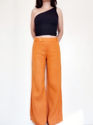 Vintage linen pants XS, like new, orange