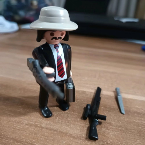 Playmobil Mafia boss figure like new with extra weapons