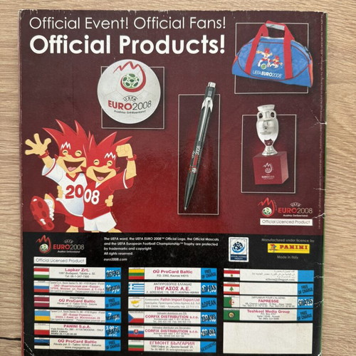 Euro 2008 Panini album used with scores and 6 stickers
