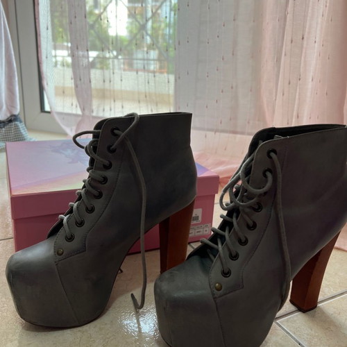 Jeffrey Campbell leather ankle boots used, size 39, gray