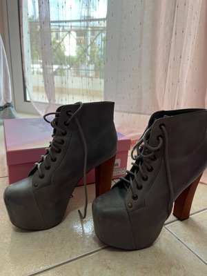 Jeffrey Campbell leather ankle boots used, size 39, gray