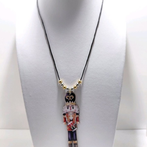 Nutcracker Christmas necklace with stainless steel beads