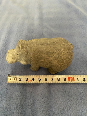 Handcrafted hippopotamus statue new, clay or plaster