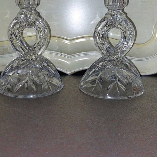 Crystal candlesticks like new, set of 2, 15 cm height