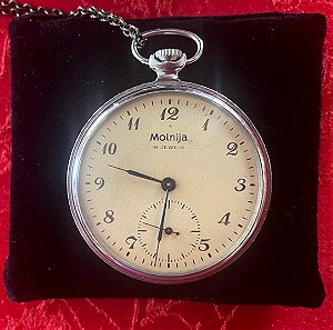 Ρωσικό Molnija 18 jewels ανδρικό Vintage ρολόι τσέπης,λειτουργικό!
