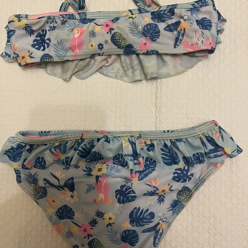 LC Waikiki summer set used, girls' swimsuit 6-7Y and straw hat 6Y